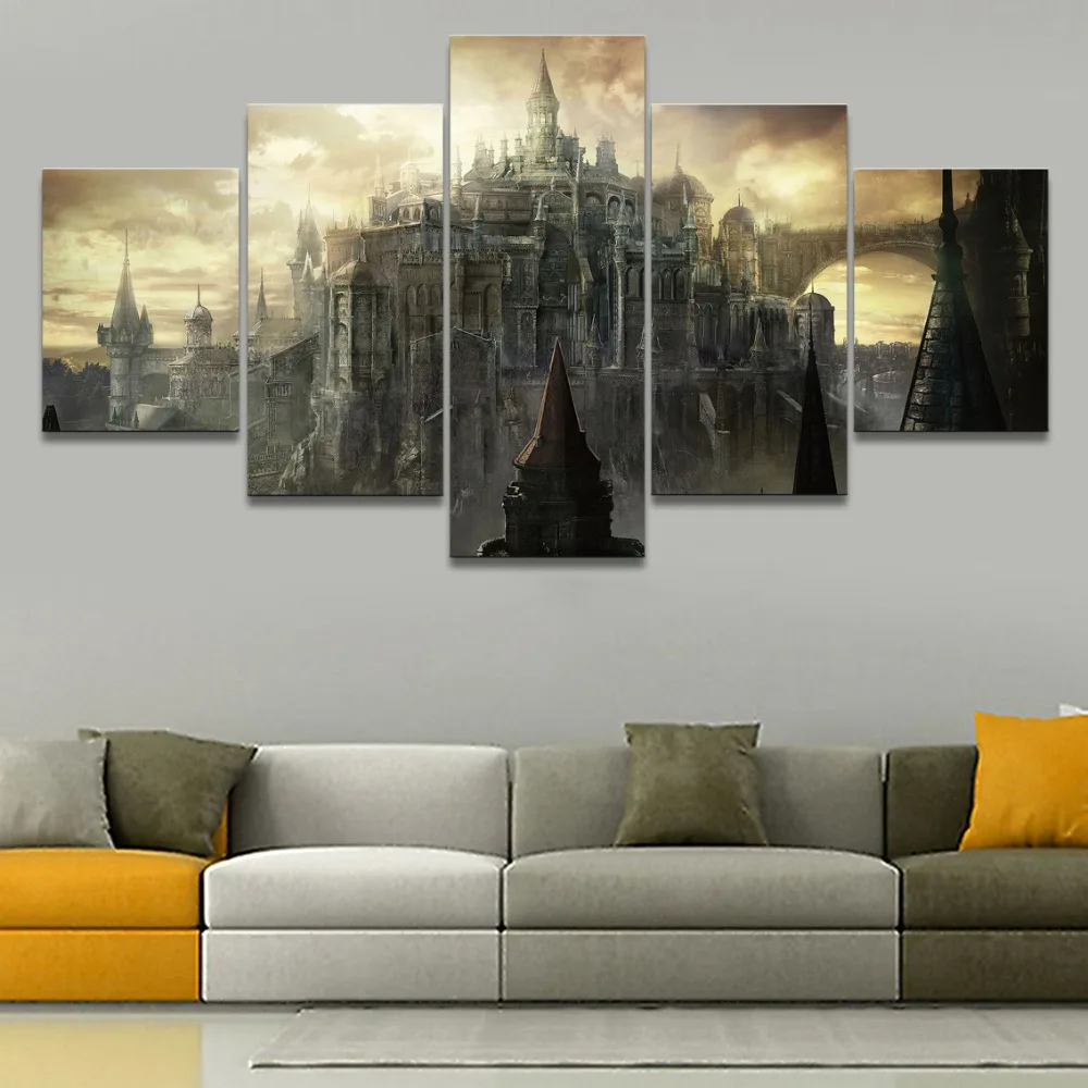 5 шт. игра Dark Souls III плакат с замком современный холст HD Печать модульные картины Домашний декор холст живопись
