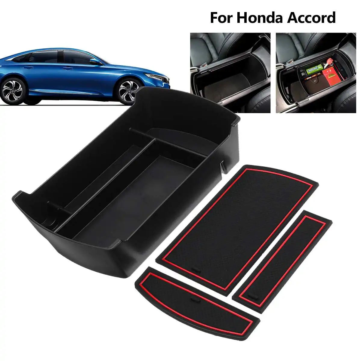 

2018 Black Auto Car Central Console Armrest Storage Box Centre Arm Rest Organizer Car Styling for Honda for Accord 2018