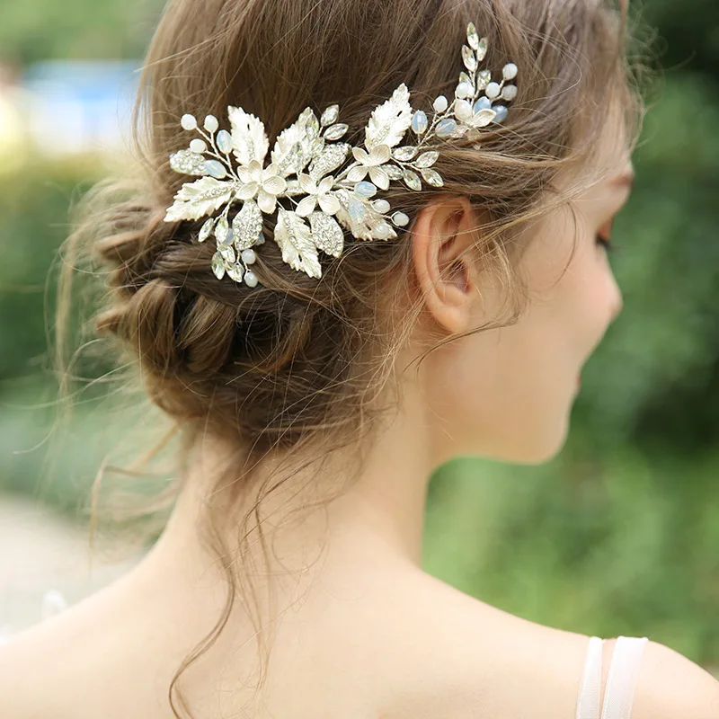 

2018 New Beautiful Bride Ornaments Wedding Hairpin Manual Marry Edge Chuck Decorate New Pattern Decorate Fashion Hair Comb J6164