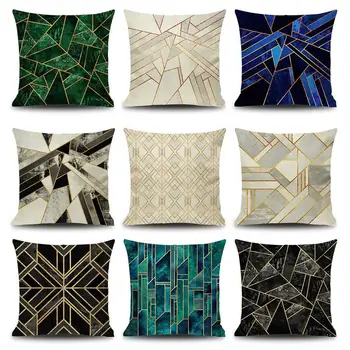 

Pillow Case Ins Style Triangle Marble Print Pattern Linen Cotton Geometric Dining Chair Sofa Pillowcase For Sleeping Traveling