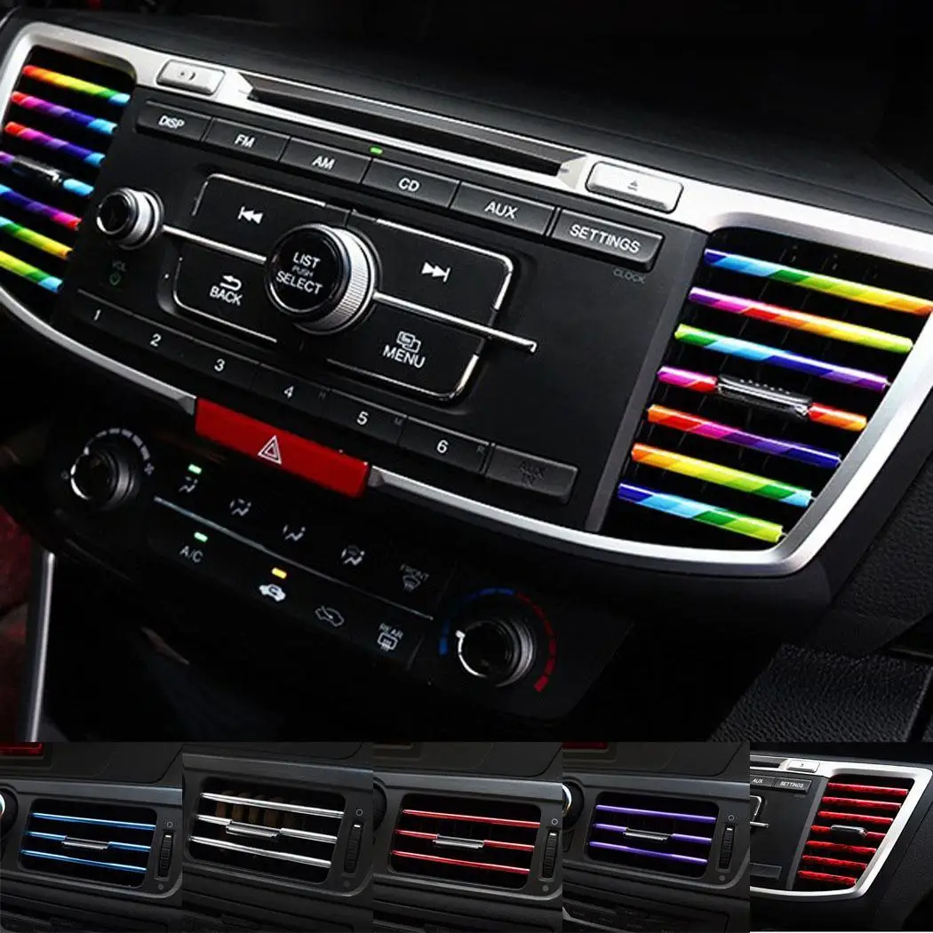 

Sailnovo 10pcs Car Stickers Car Air Conditioning Outlet Molding Strip Auto Air Conditioning Tape Decorative Strip Car Styling