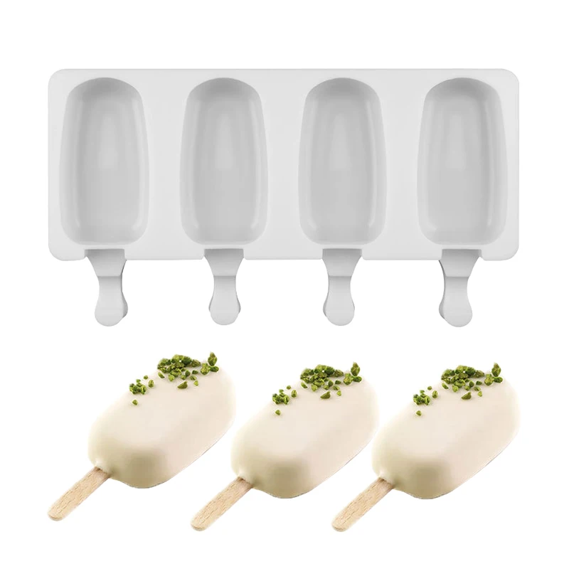 

4 Cell Ice Cream Silicone Molds Popsicle Maker DIY Ice Cube Molds Children Pop Mould Tray Tools Kitchen Gadgets Bar Accessiories