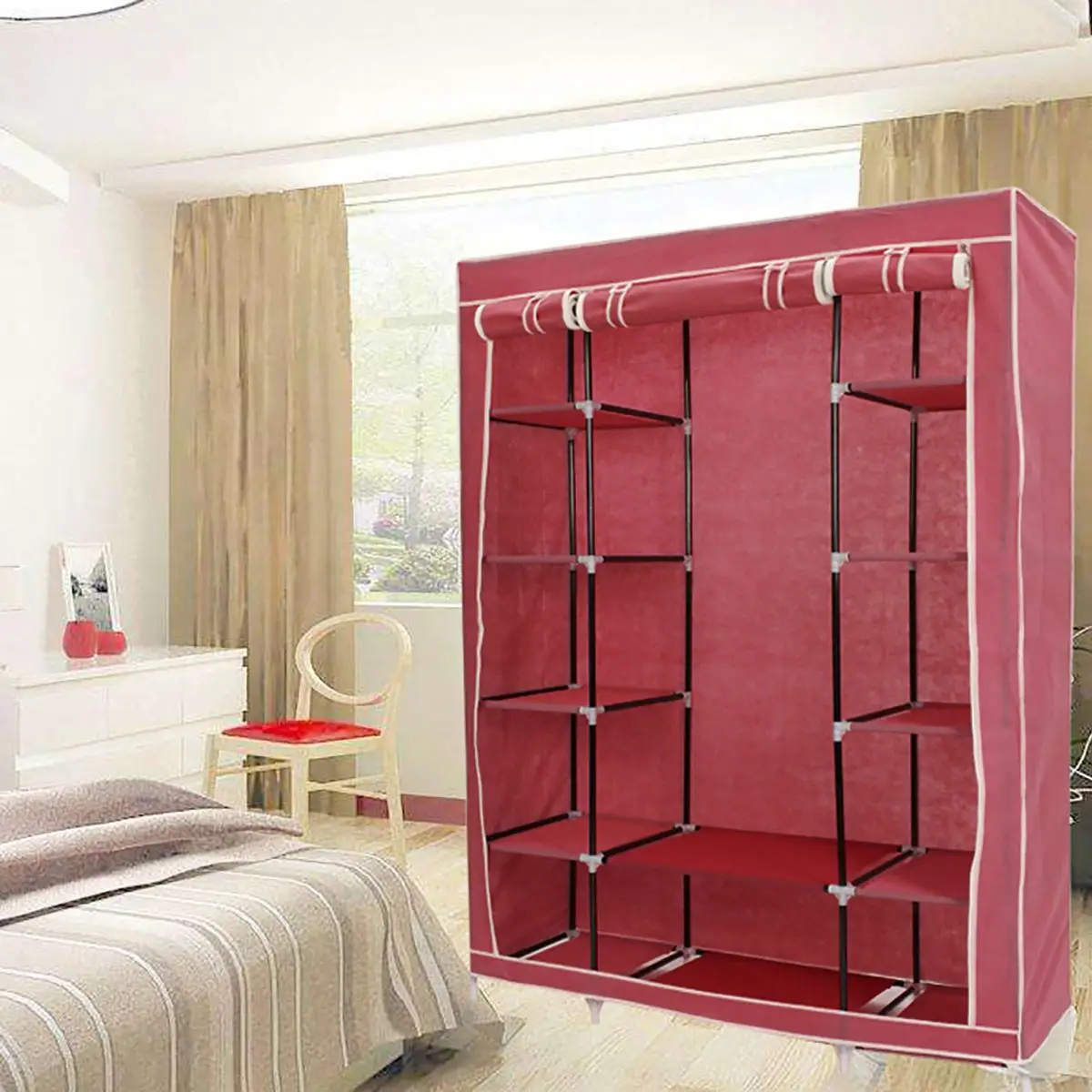 1Pcs Household Simple Fashion Wardrobe DIY Fold Portable Storage Cabinet Multifunction Dustproof Moistureproof Closet 1Pcs Household Simple Fashion Wardrobe DIY Fold Portable Storage Cabinet Multifunction Dustproof Moistureproof Closet