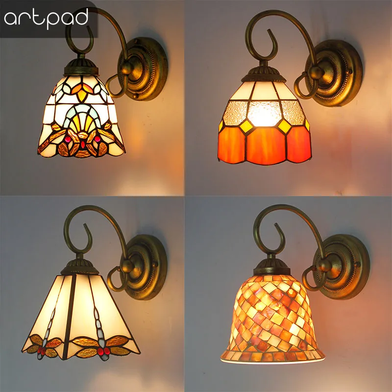 Artpad витражные лампы-бабочки Тиффани с вилкой США/ЕС E27 прикроватный светодиодный светильник-бабочка для спальни