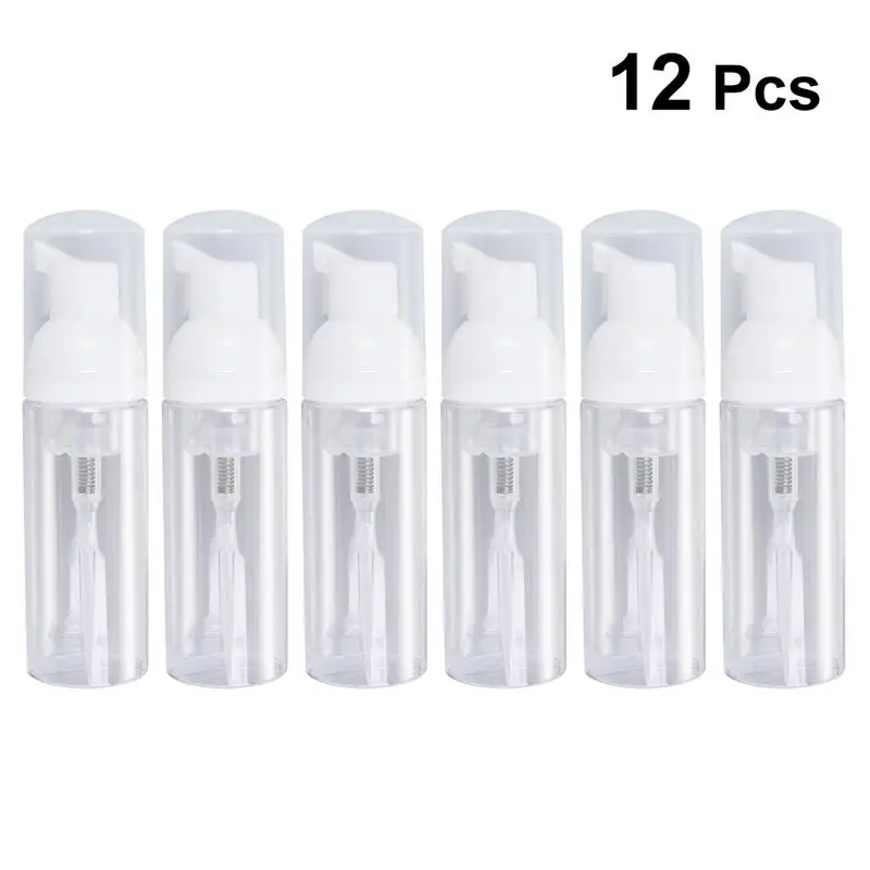 

12pcs 60ML Plastic Pump Bottle Foaming Bottle Cosmetic Dispenser for Shampoos Facial Cleanser Liquid Soap (Transparent)