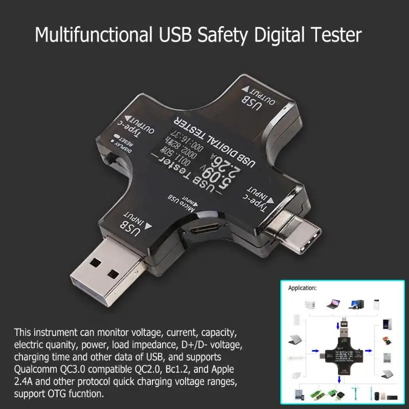 Тип-c PD USB Тестер DC Цифровой вольтметр Амперметр Вольтметр запасные аккумуляторы для телефонов зарядное устройство индикатор высокое качество