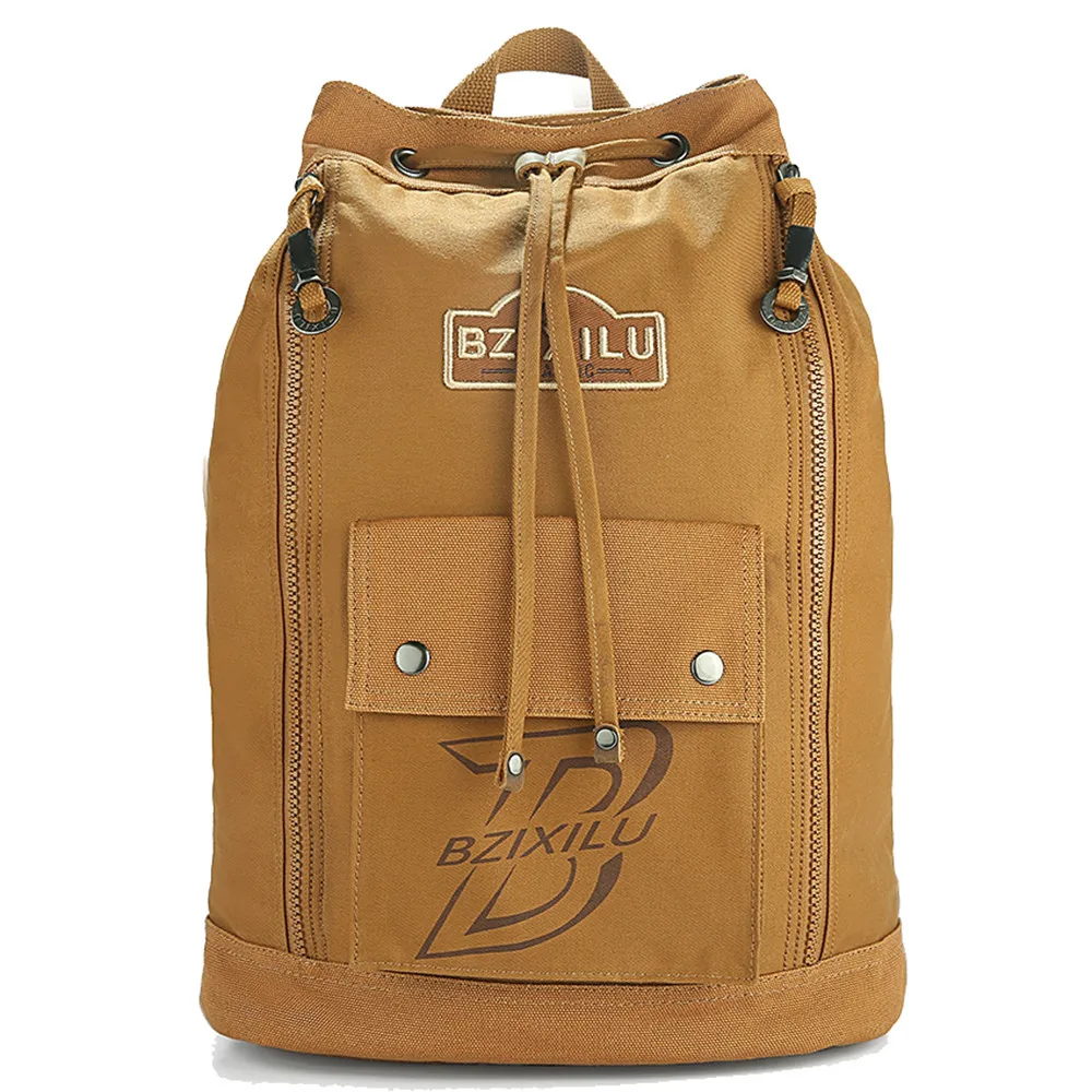 

WANGKA Men's School Laptop Backpack Vintage Canvas Drawstring Knapsack Travel Large Capacity Retro Bagpack Bag New Fashion