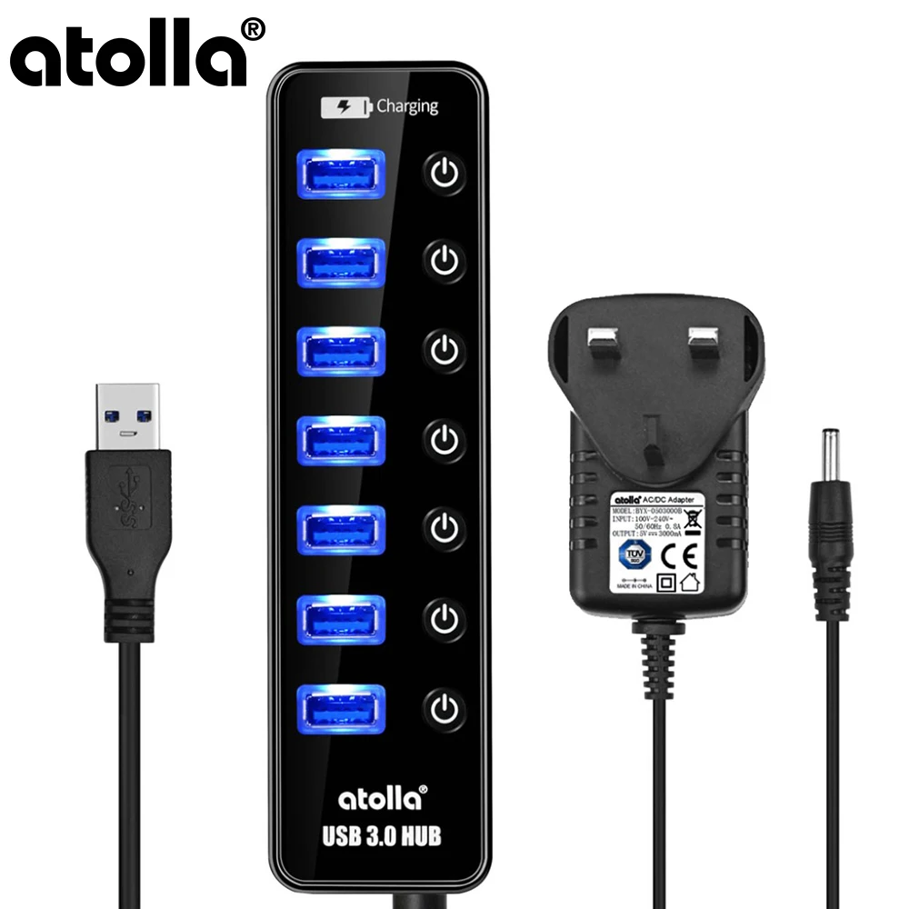 Atolla 7 портов с питанием от USB 3 0 концентратор портом быстрой зарядки для Mac Apple Macbook