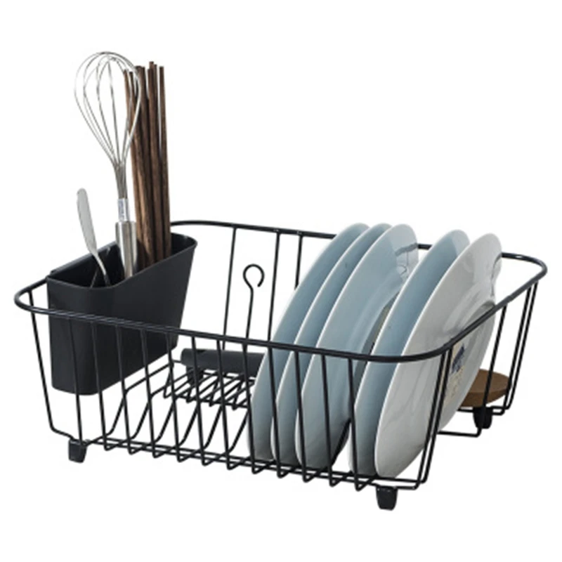 المطبخ تخزين منظم طبق تجفيف تجفيف رف معدني المطبخ بالوعة علبة حاوية ل لوحات عاء كوب أدوات المائدة الرف سلة