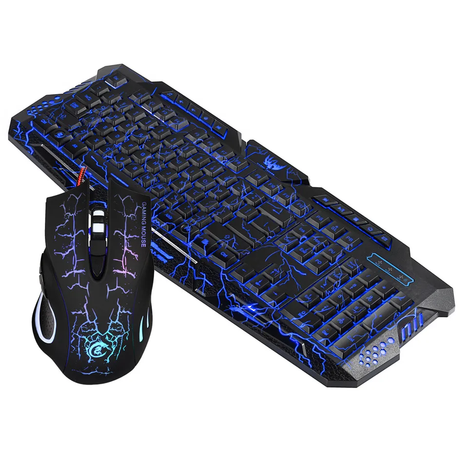  Red/Purple/Blue Led Backlight USB Wired Laptop PC Pro Gaming Keyboard Mouse Combo for LOL Dota 2 Ga