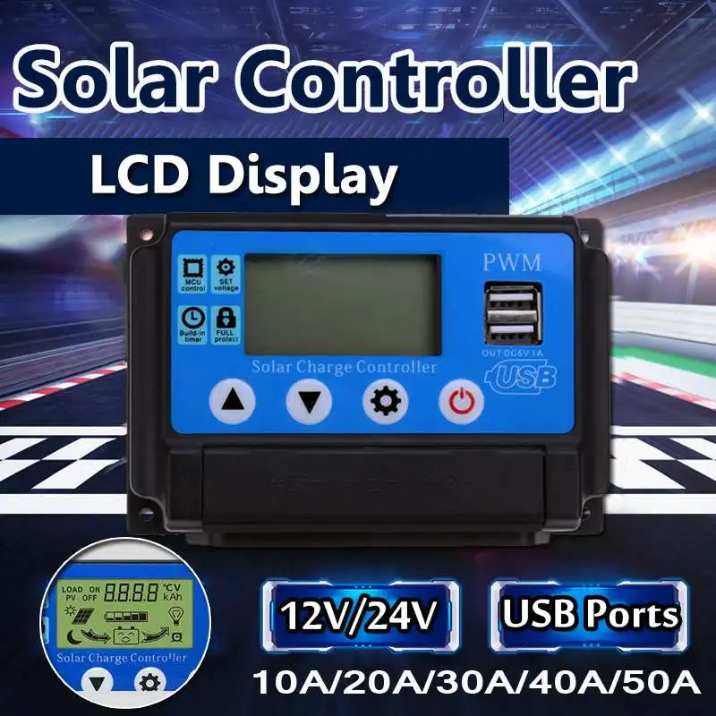 

10A/20A/30A/40A/50A Solar Charge Controller Regulator 12V/24 Automatic Identification PWN Solar Panel Battery