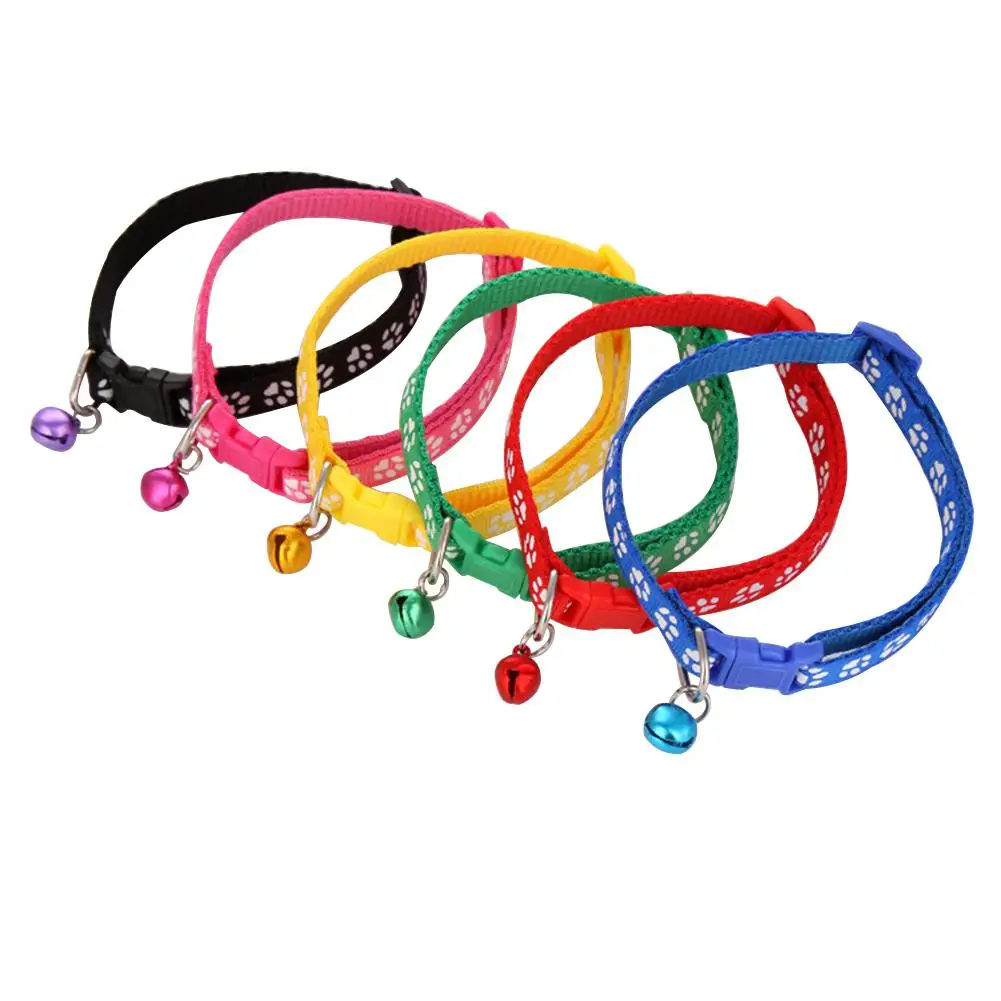

LumiParty Adjustable 19-32cm Pet Necklace Cute Paw Printing dog cat Pet Collar with Bell for Cat Kitten Dog Pets Supplies
