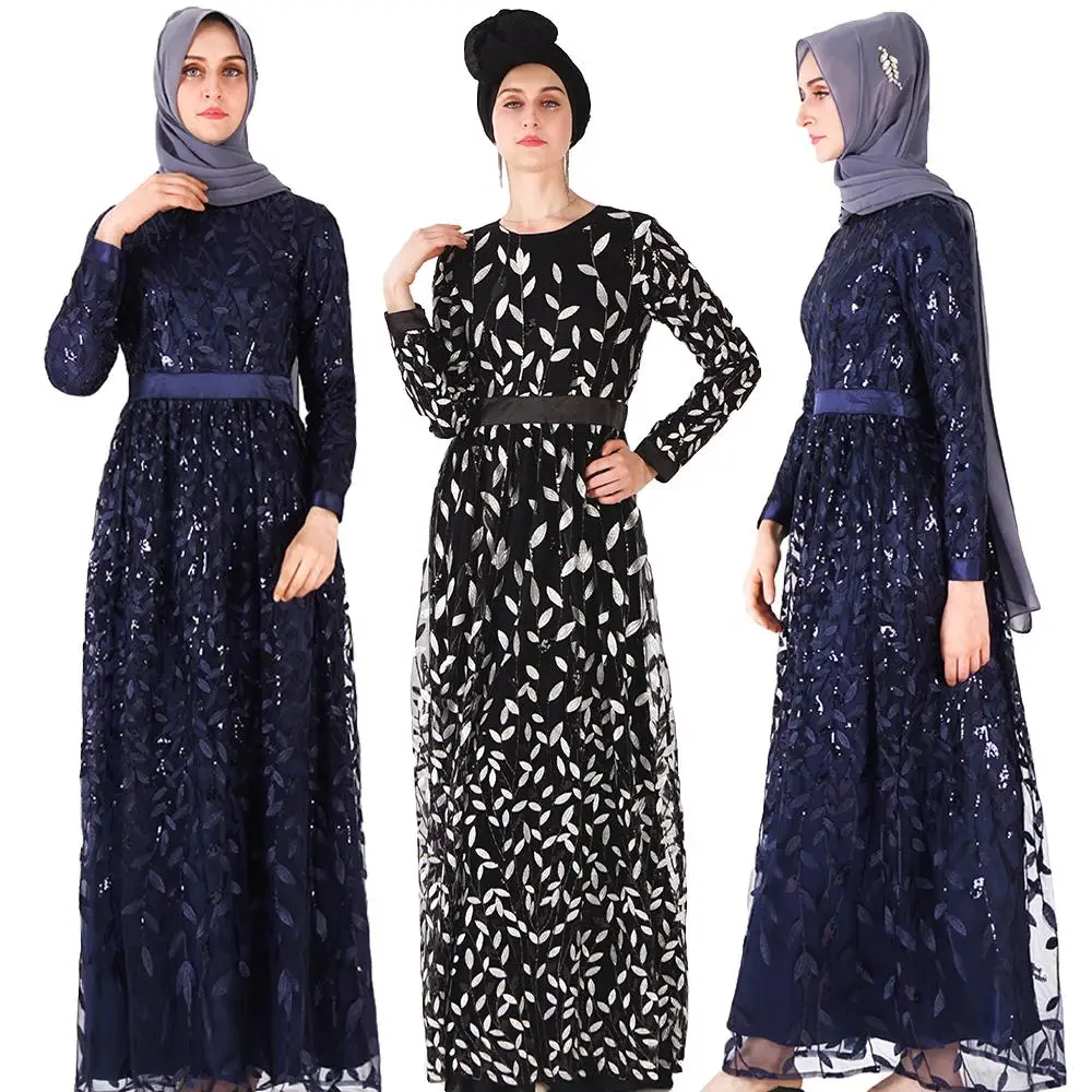 

Ramadan Abaya Dubai Embroidery Sequins Muslim Long Party Cocktail Dress Kaftan Islamic Robe Gown Luxury Arab Dubai Dress Fashion