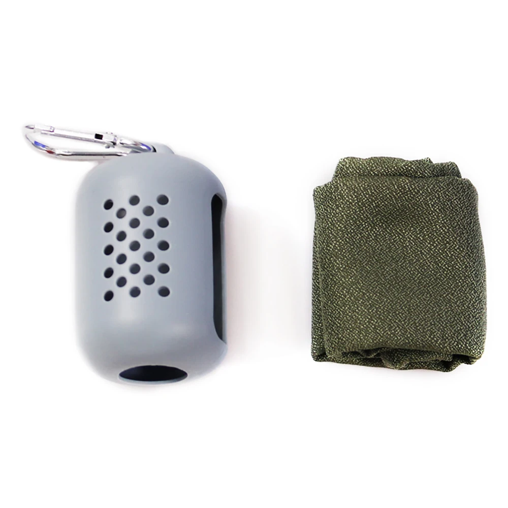 

Outdoor Tool Sports Face Hand Towel Travel Fold-able Mini Towel Portable Hiking Camping Quick Dry Towel with Silicon Case