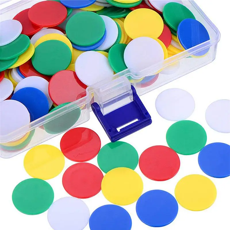 

19mm Plastic Chip Transparent Color Chip Game Coin Bingo Game Accessories Round Smooth Chess Counters Game Coins Code Currency