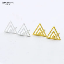 ISTAYINLOVE ювелирные изделия золотого и серебряного цвета, латунные треугольные серьги-гвоздики для женщин, подарок на свадьбу и вечеринку, фиксаторы для серег ZEN012