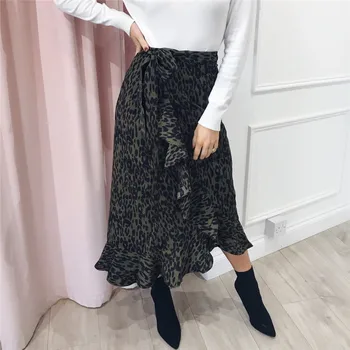 

2019 Fashion Women Summer Ruffles OL Bodycon Skirt High Waist Lace-up High Street Skirt