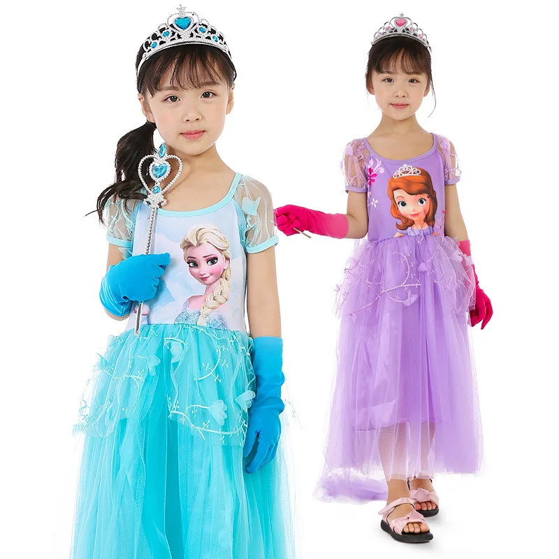 

Girls Elsa Anna Dress Ice Queen Costume Cosplay Halloween Costume For Kids Christmas Carnival Performance Party For Children