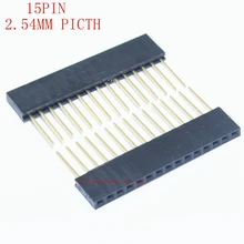 10 шт. 15 PIN Однорядный прямой женский штыревой разъем 2,54 мм, Головка Булавки длинный 11 мм разъем полосы 1X15 15 PIN для arduino PCB