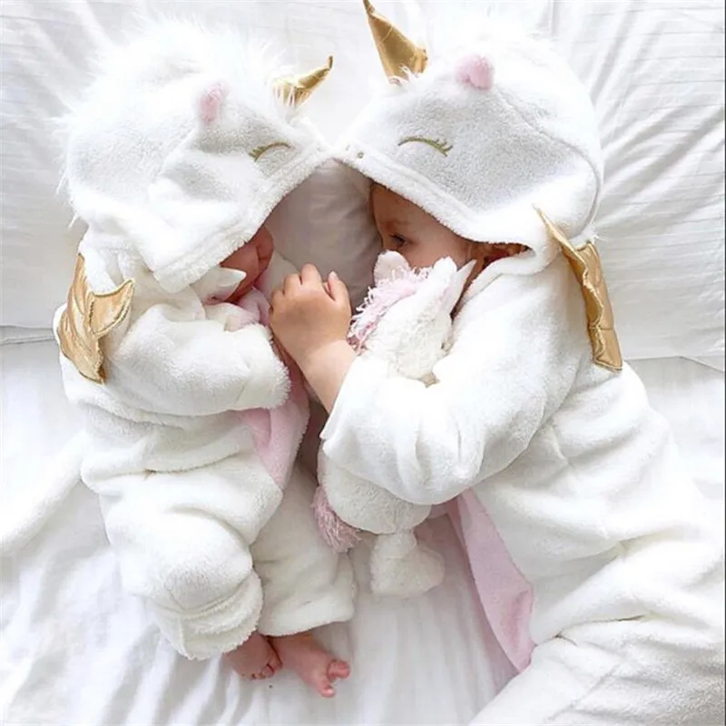 Emmababy фланелевые Комбинезоны для маленьких девочек с 3D единорогом модная одежда