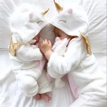 

Emmababy Baby Girl 3D Unicorn Flannel Rompers Fashion ropa girls Cartoon Hooded warm zipper Jumpsuit Newborn Bodysuit Clothes