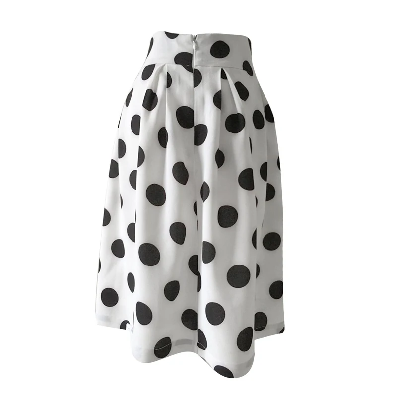 Женская Повседневная Высокая талия расклешённая и в складку Polka-dot круглая юбка A-Line Skirt
