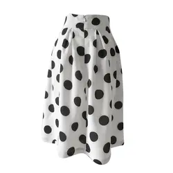 Женская Повседневная Высокая талия расклешённая и в складку Polka-dot круглая юбка A-Line Skirt
