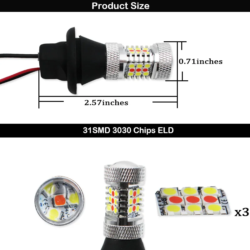 Светодиодный фонарь 60 SMD 1 шт. белый/красный переключатель 3156 T25 для задних