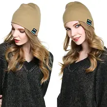 Унисекс Bluetooth беспроводная гарнитура музыка вязаная шапка 180mA литиевая батарея Геометрическая с динамиками и микрофоном