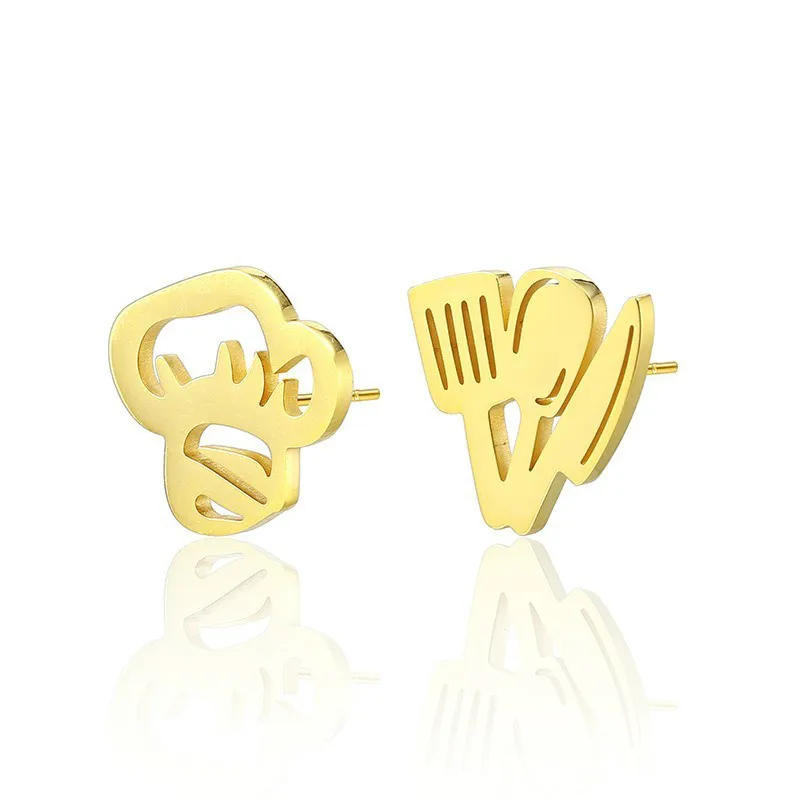 

Chef Stud Earrings Best Gift For Chef Stainless Steel Cook Jewelry Mismatched Stud Earrings For Men Women Gifts Kids Korean