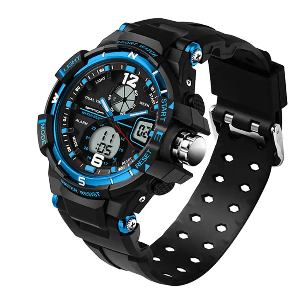 

Sanda Waterproof Men'S Watch Digital Led Sports Watch Men'S Watch Watch Black Blue