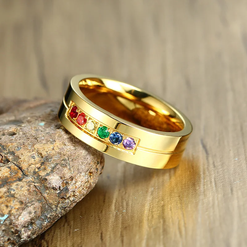 

Vnox Women Rings Stainless Steel Red Green Colorful Stone USA Size