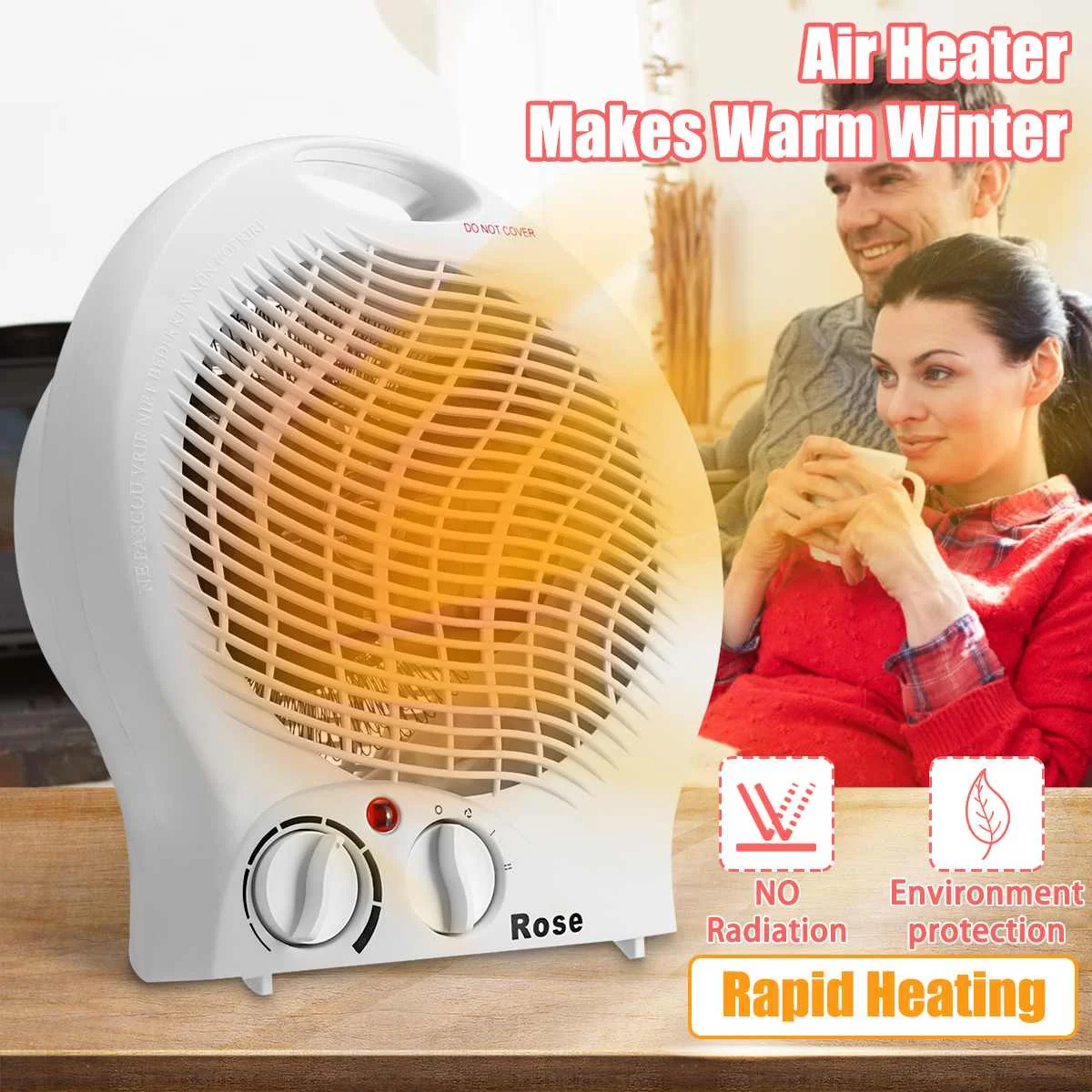 

220V Household Electric Fan Heater Portable Electric Space Heater 3 Heating Settings Adjustable Mini Heater Fan Warm Air Blower