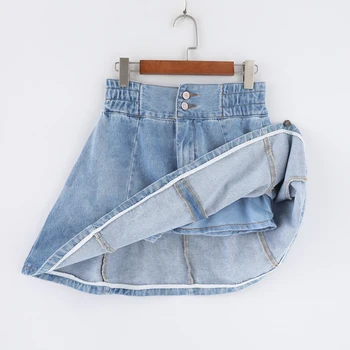 

2019 Summer Womens A-line All Match Denim Min Skirt High Waist Jeans Blue Pockets Cowboy Skirt Plus Size 3XL
