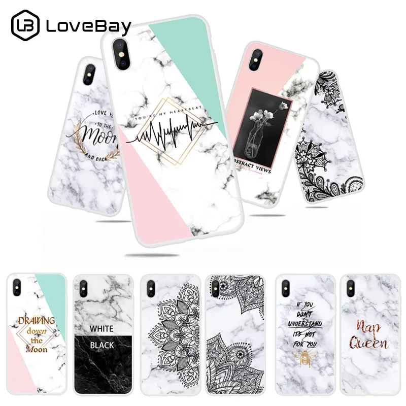 

Lovebay Soft Phone Cases For iphone 7 Case Marble Lace Fashion Case For iphone XS Max XR X 6 6S 7 8 Plus For Samsung S10 S10E