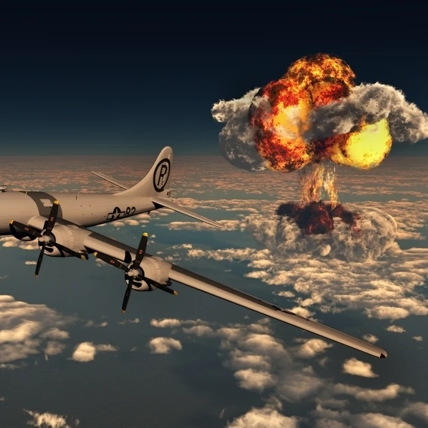 B-29 Superfortress отлетает от взрыва атомная бомба плакат печать (36x22) | Дом и сад