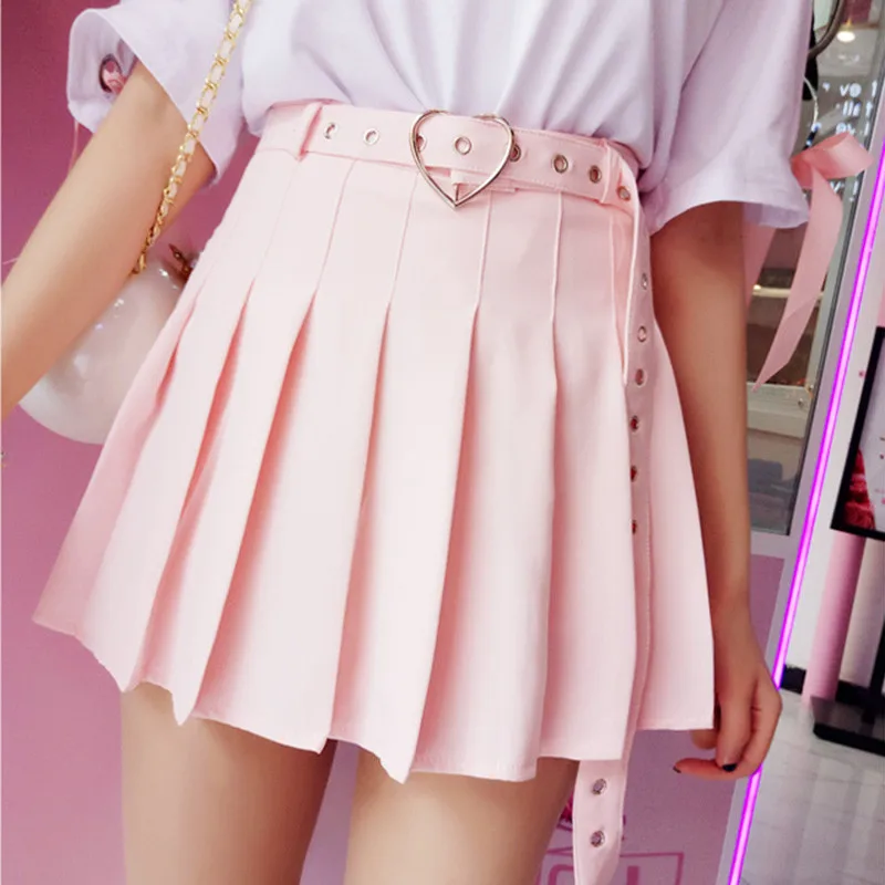

Fashion Mini Skirt Women 2018 Autumn Winter High Waist Ladies Pleated Skirts With Belt 6 Colors Christmas Female Short Skirt