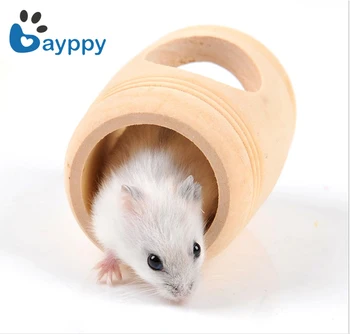 

Hamster Toy Rat Mouse Wooden Bed House Wine Cask Design Cage Guinea Pig Ferret Hedgehog Funny Molar Toys Small Pet Accessories