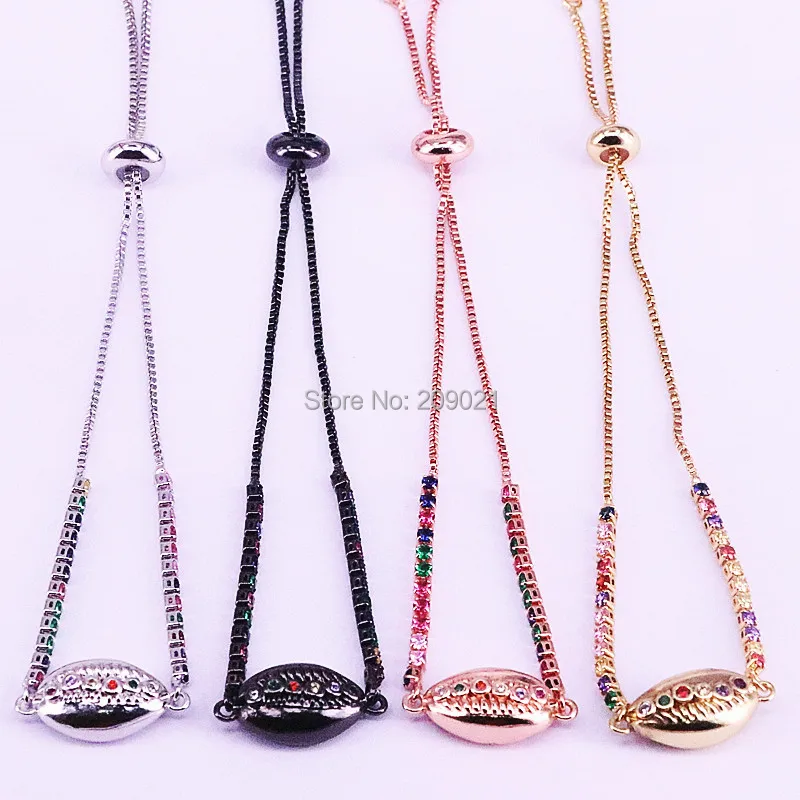 Модный 8 шт многоцветный микро Pave CZ Циркон раковины браслет для женщин Регулируемый ювелирный браслет из цепочек