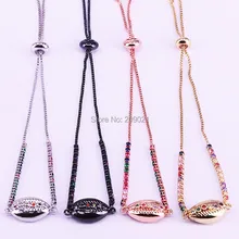 Модный 8 шт многоцветный микро Pave CZ Циркон раковины браслет для женщин Регулируемый ювелирный браслет из цепочек