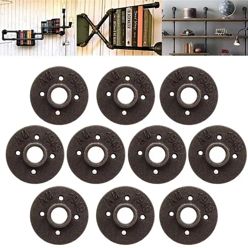 

5 pcs / 10 pcs / 20 pcs/set 3/4'' Cast Iron Flange Base Malleable Wall Mount Threaded Floor Pipe Fittings BSP Threaded Hole New