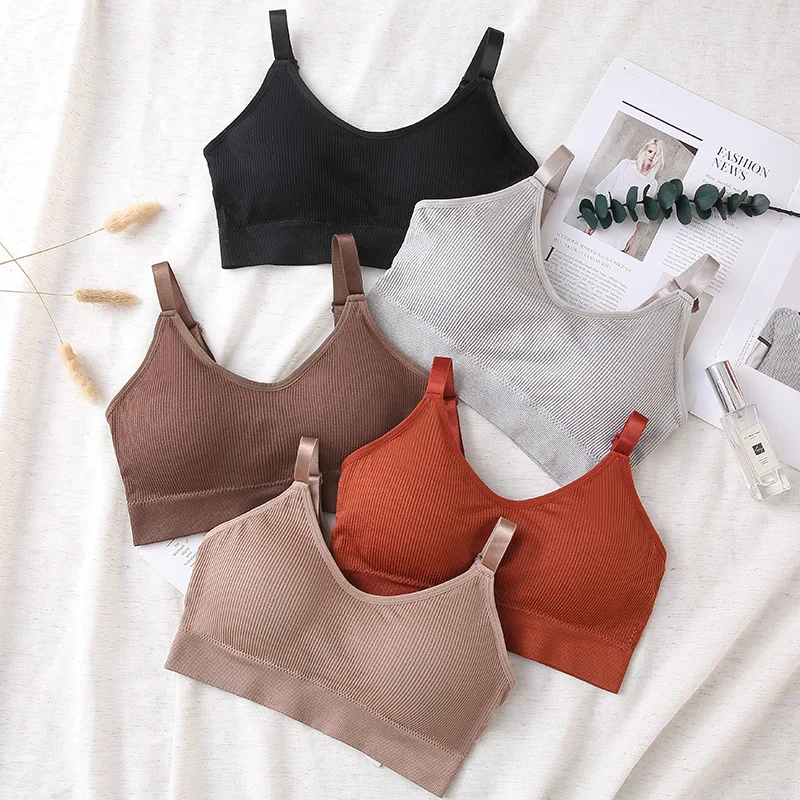 

Bear Thread Wrapped Chest Back Running Shock Movement Bra No Rims Sleep Vest Strapless Japanese Underwear Female yoga run