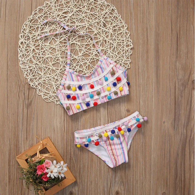 

Fashion Casual Striped Toddler Kids Girls Bikini Children Swimwear Swimsuit Bathing Suit Beachwear Summer Clothes