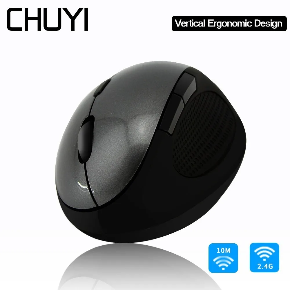 CHUYI Professional Optical Wireless Mouse Ergonomic 6 Buttons 1600 DPI
