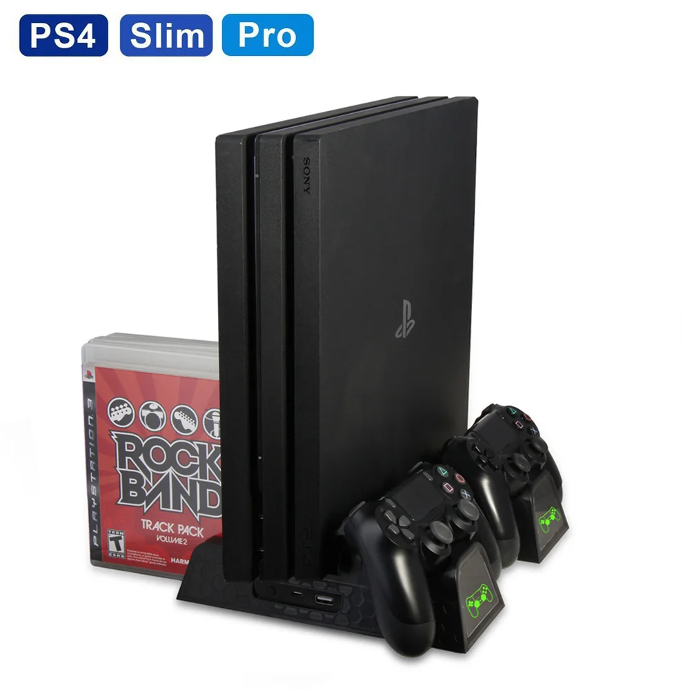 Для PS4/PS4 Slim/PS4 Pro вертикальная подставка с охлаждающим вентилятором кулер двойной