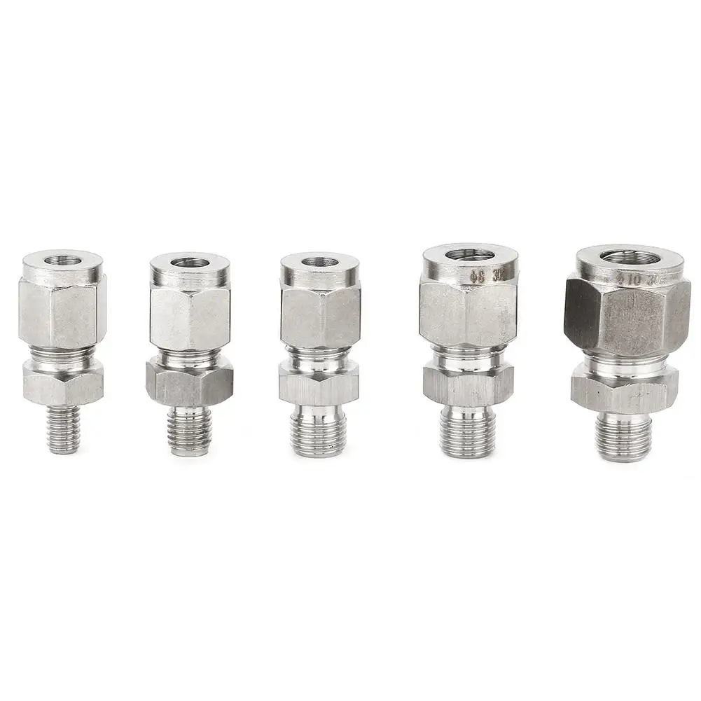 

1pcs 5 Types Metric Threads Stainless Steel Compression Fitting Straight Ferrule Joint For Water Air Pipe Fitting