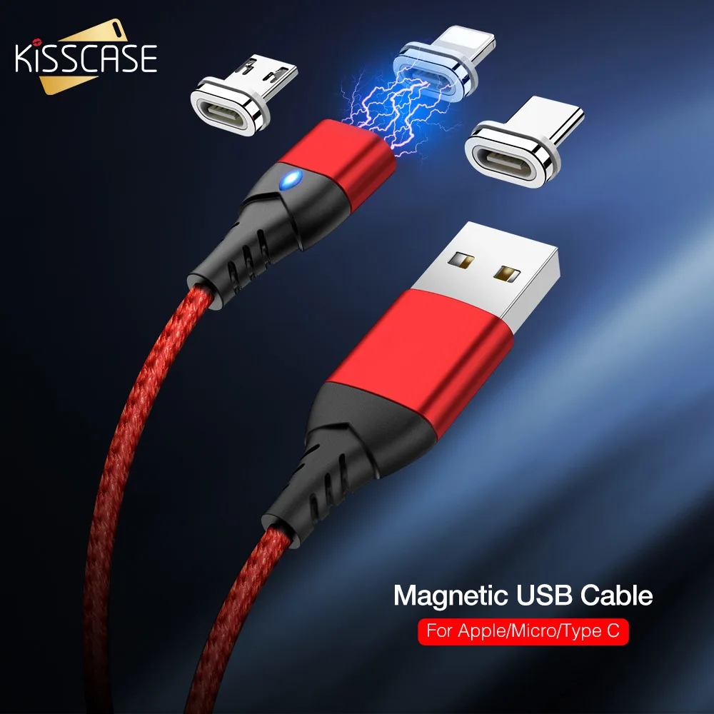 Kisscase Магнитный Micro usb type-C кабель для быстрой зарядки для iPhone samsung Быстрый USB кабель для синхронизации данных адаптер для зарядного устройства