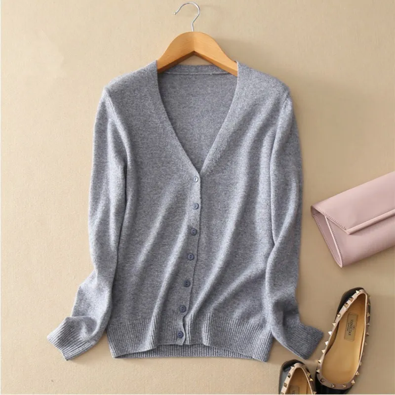 2019 Spring And Autumn New Style Women Wool Cardigan Women Sweater V-neck Long-Sleeve Wild Coat Loose Knitted 2019 Spring And Autumn New Style Women Wool Cardigan Women Sweater V-neck Long-Sleeve Wild Coat Loose Knitted