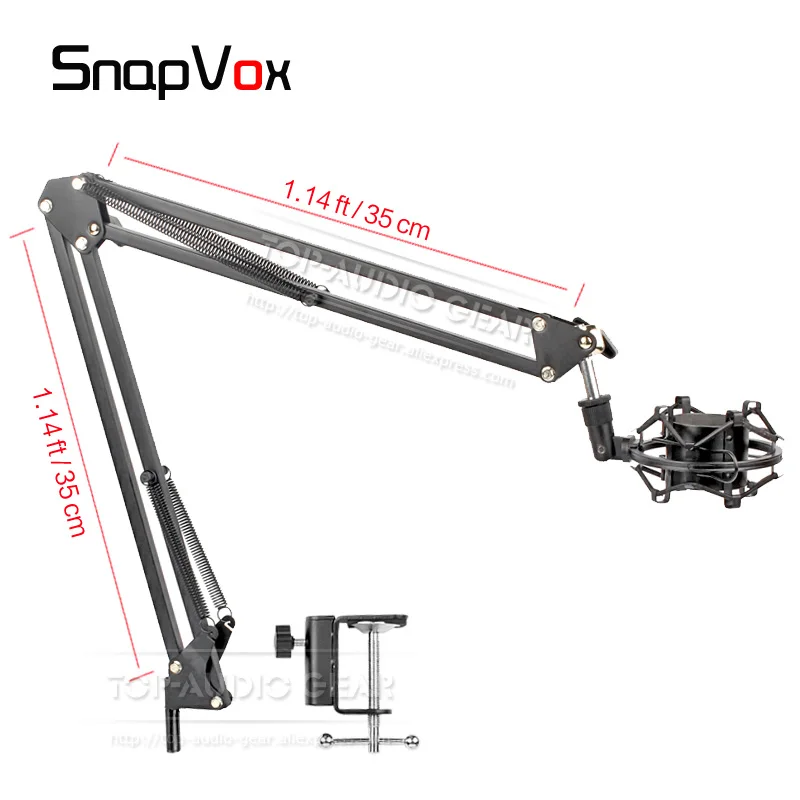 Microphone Adjustable Desk Suspension Boom Scissor Arm with Mic Clip Holder and Table Mounting Clamp music recorder and computer PC game featured Microphone Mount for DJ Arm Microphone Stand 