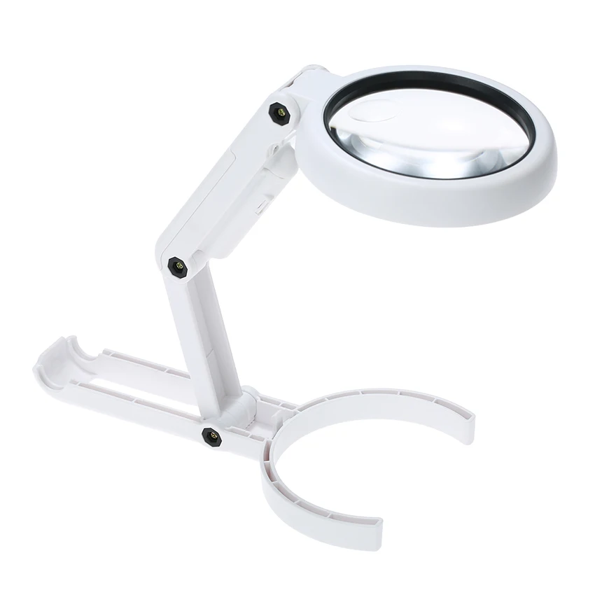 

Lamp Illuminated Magnifier for Newspaper Handheld Portable Foldable 5X 11X Magnifying Table 8 LED Lights Loupe Magnifier Screen